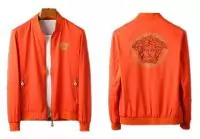 chaude veste blouson versace jeans homme zipper embroidery orange